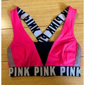 Victoria Secret Pink Athletic Sports Bra Hot Pink - Size Small